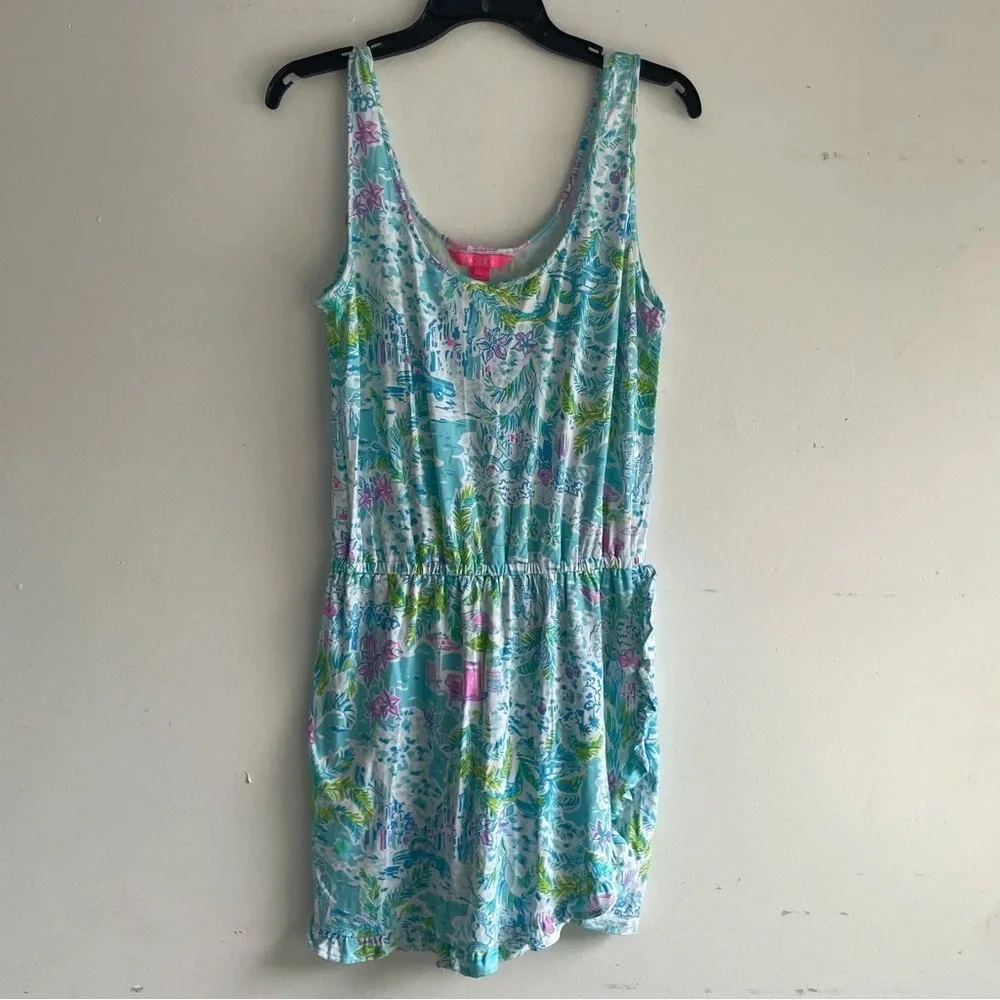 Lilly Pulitzer Analee Tropical Ruffle Romper What A Lovely Place 33087